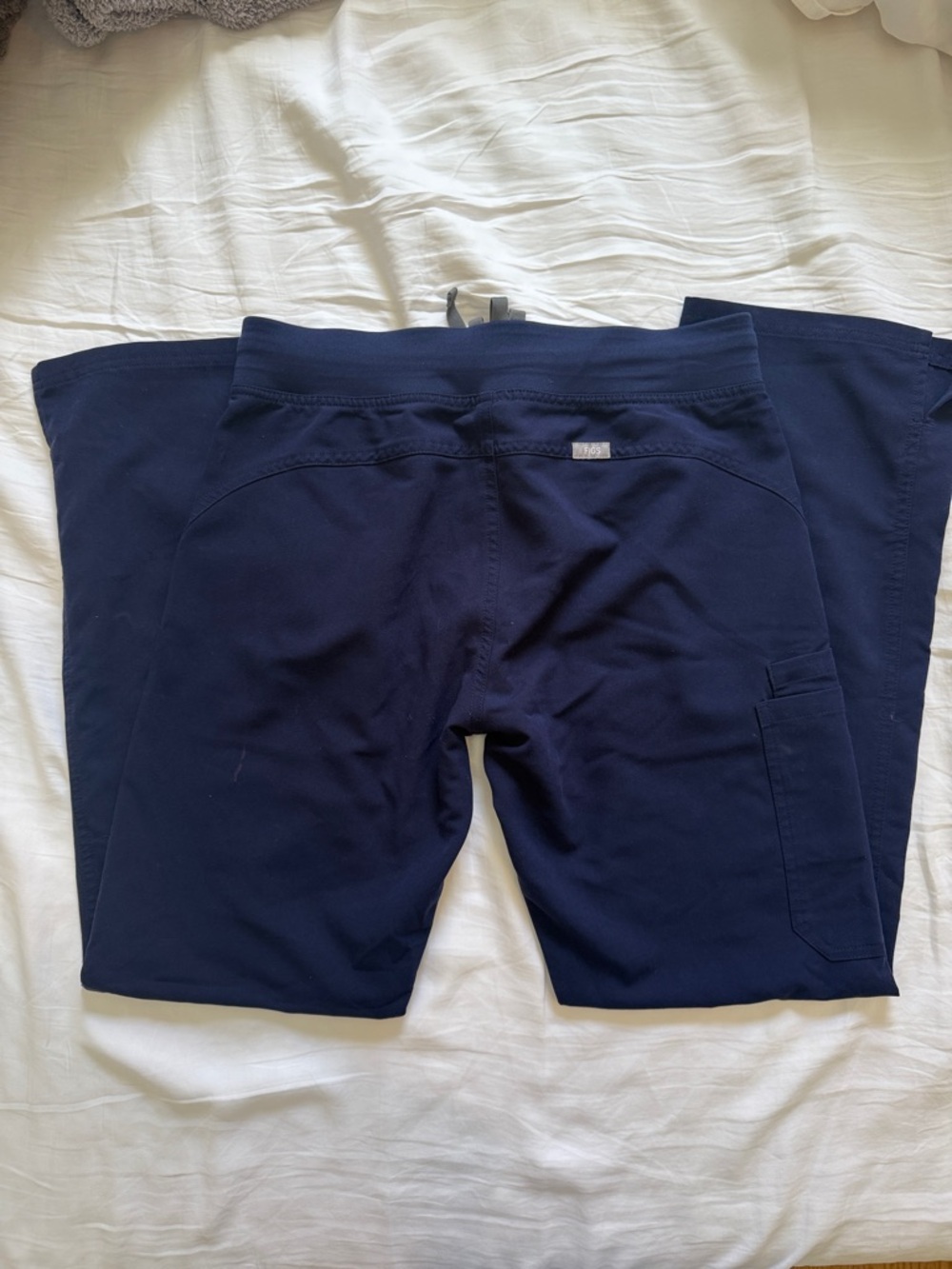 Navy Drawstring Scrub Pants - Picture 3 of 4